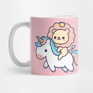 funny Lion ride unicorn Mug